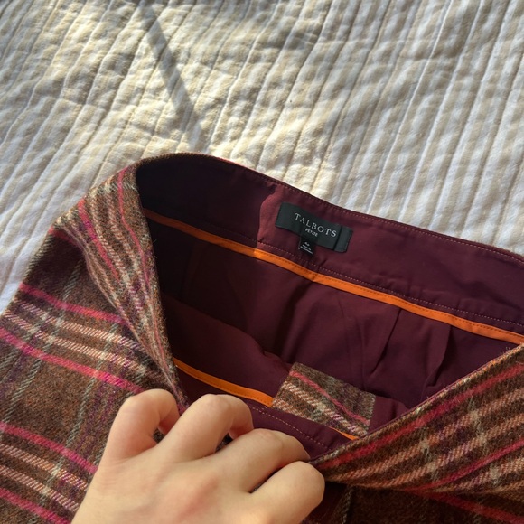 Fall Brown and Pink Plaid Skirt - Picture 2 of 4